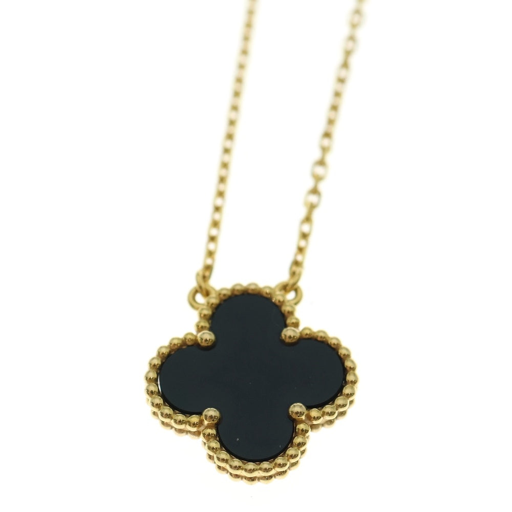 Van Cleef & Arpels(ヴァンクリーフアンドアーペル) ヴィンテージ アルハンブラ オニキス ネックレス ペンダント K18 Au750 YG イエローゴールド