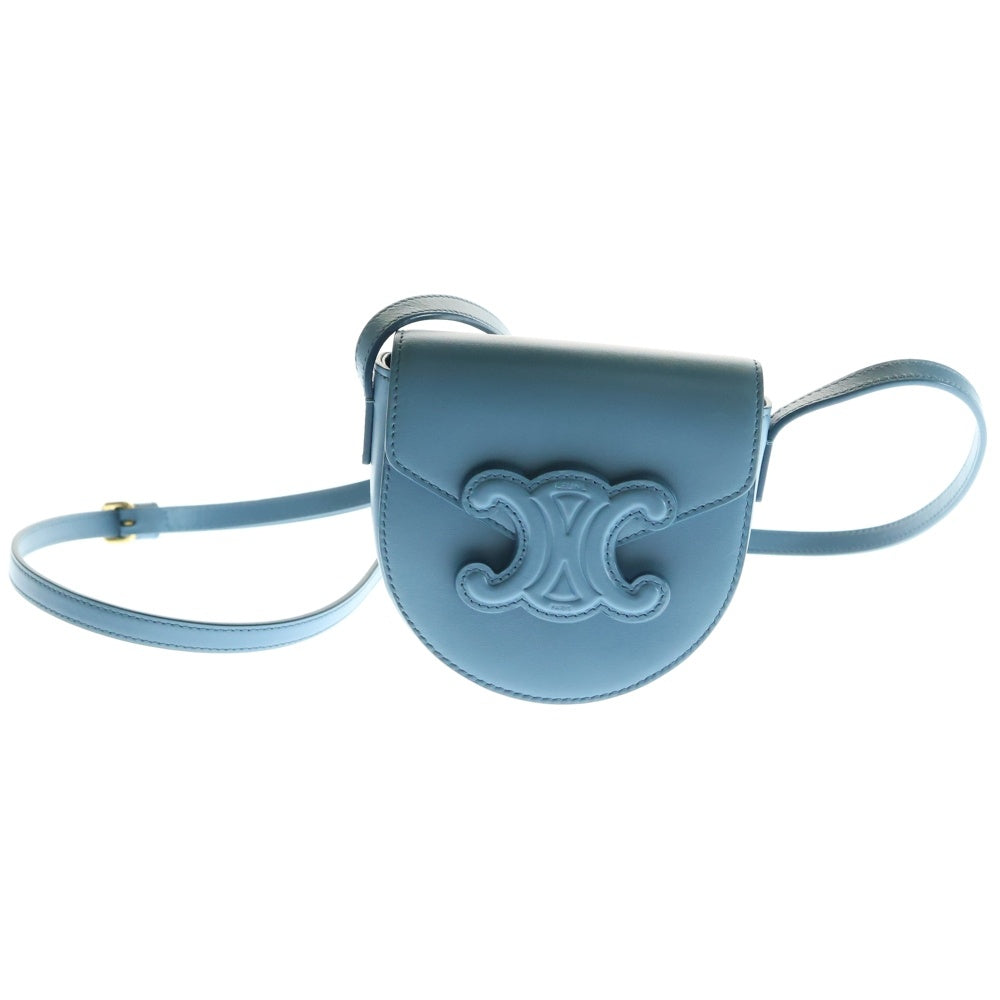 CELINE(セリーヌ) トリオンフ ミニ ブザス ショルダーバッグ ショルダーポシェット ミニバッグ ブルー カーフレザー