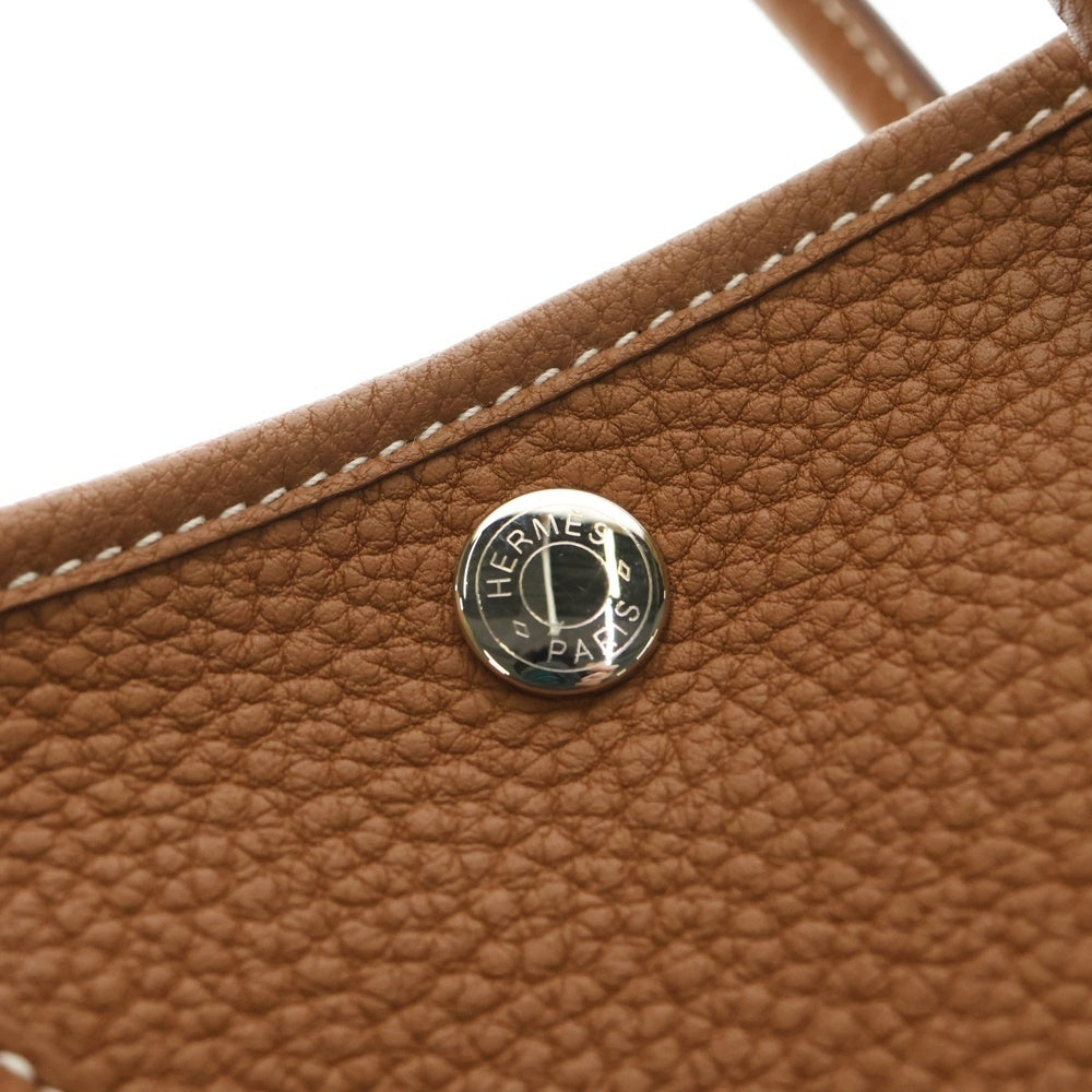 HERMES(エルメス) ガーデンパーティTPM トゴ ハンドバッグ トートバッグ ブラウン キャメル ゴールド シルバー金具 W刻印