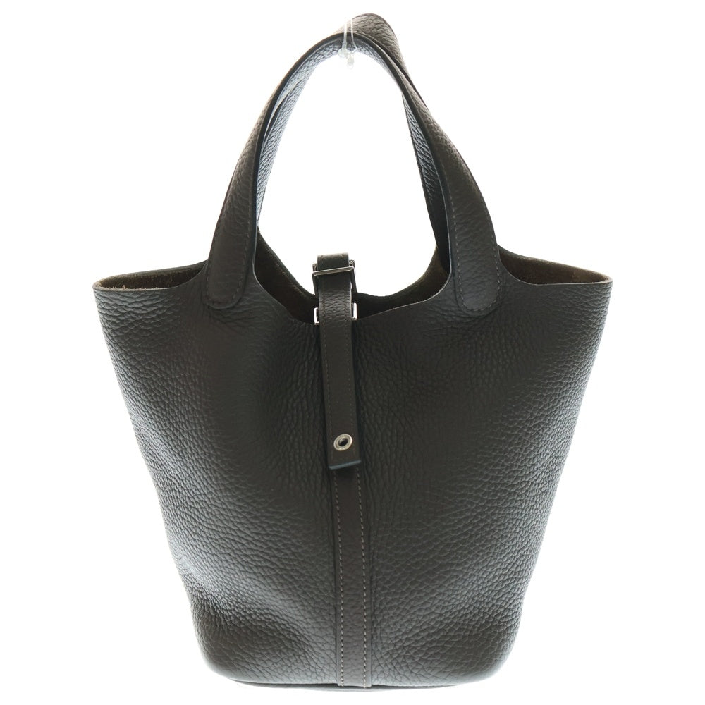 HERMES(エルメス) ピコタンPM マカサー トリヨン ハンドバッグ ミニバッグ レザー ダークブラウン シルバー金具 Z刻印