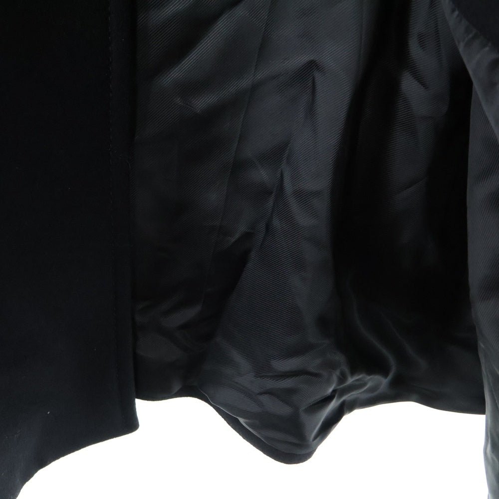 GUCCI(グッチ) DIY オーダー ビジューM刺繍 ゴールドボタン メルトンウール エポーレット ステンカラー ロング ケープ コート ポンチョ ブラック 622510