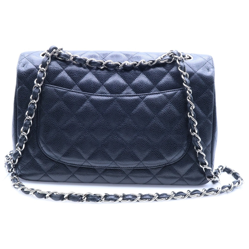 CHANEL(シャネル) デカマトラッセ30 ココマーク キャビアスキン Sフラップ/Wチェーンショルダーバッグ SV金具 ブラック