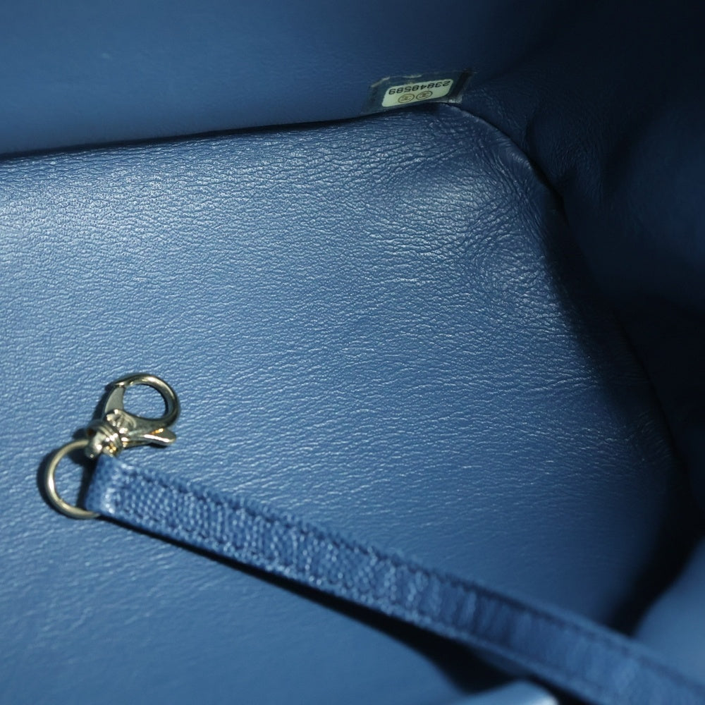 CHANEL(シャネル) ビジネスアフィニティ リュックサック バッグパック ショルダーバッグ ライトブルー ゴールド金具 キャビアスキン