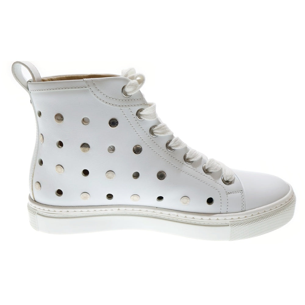 HERMES(エルメス) セリエ パンチングレザー エクスリブリス ロゴ レースアップ ハイカットシューズ スニーカー ホワイト