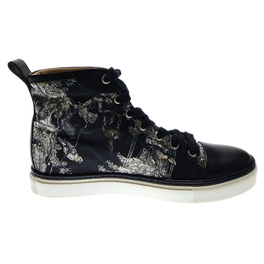 HERMES(エルメス) JUNGLE LOVE ジャングル ラブ アニマルプリント エクスリブリス ロゴ レザー レースアップ ハイカットシューズ スニーカー ブラック レディース