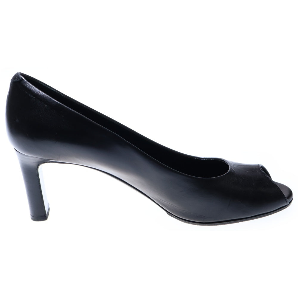 HERMES(エルメス) レザー オープントゥ ヒール パンプス シューズ ブラック レディース