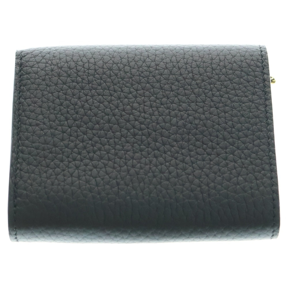 LOUIS VUITTON(ルイヴィトン) ポルトフォイユ カプシーヌ ノワール LVロゴプレート レザー コンパクトウォレット 二つ折り財布 ゴールド金具 ブラック M12149