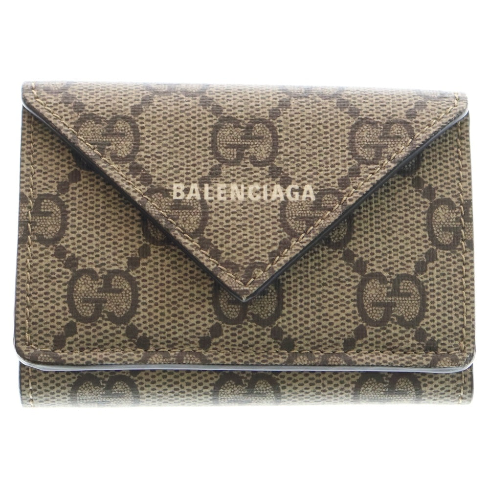 極美品 GUCCI バレンシアガ コンパクトウォレット 三つ折り GGスプリーム GUCCI(グッチ) ×Balenciaga バレンシアガ GGスプリーム レザー