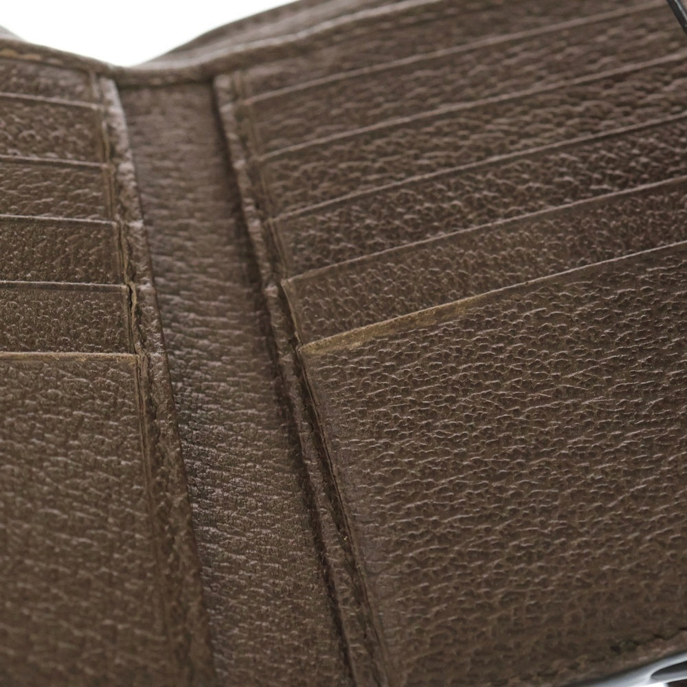 GUCCI(グッチ) GGスプリーム オフディア コンパクトウォレット 三つ折り財布 ベージュ×ブラウン PVC×レザー 523173 ゴールド金具