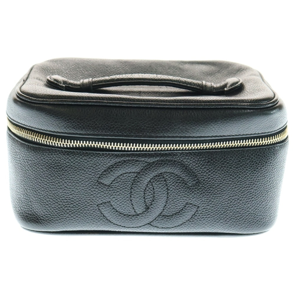 CHANEL(シャネル) ココマーク バニティバッグ ポーチ ケース ブラック キャビアスキン ゴールド金具