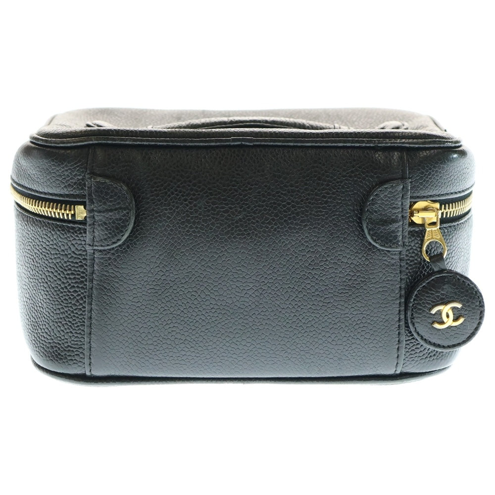 CHANEL(シャネル) ココマーク バニティバッグ ポーチ ケース ブラック キャビアスキン ゴールド金具