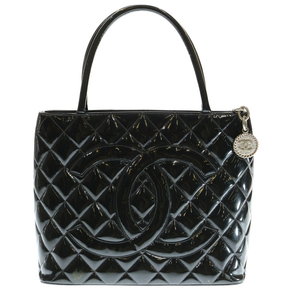 CHANEL(シャネル) ココマーク 復刻トート トートバッグ ハンドバッグ ブラック シルバー金具 エナメル