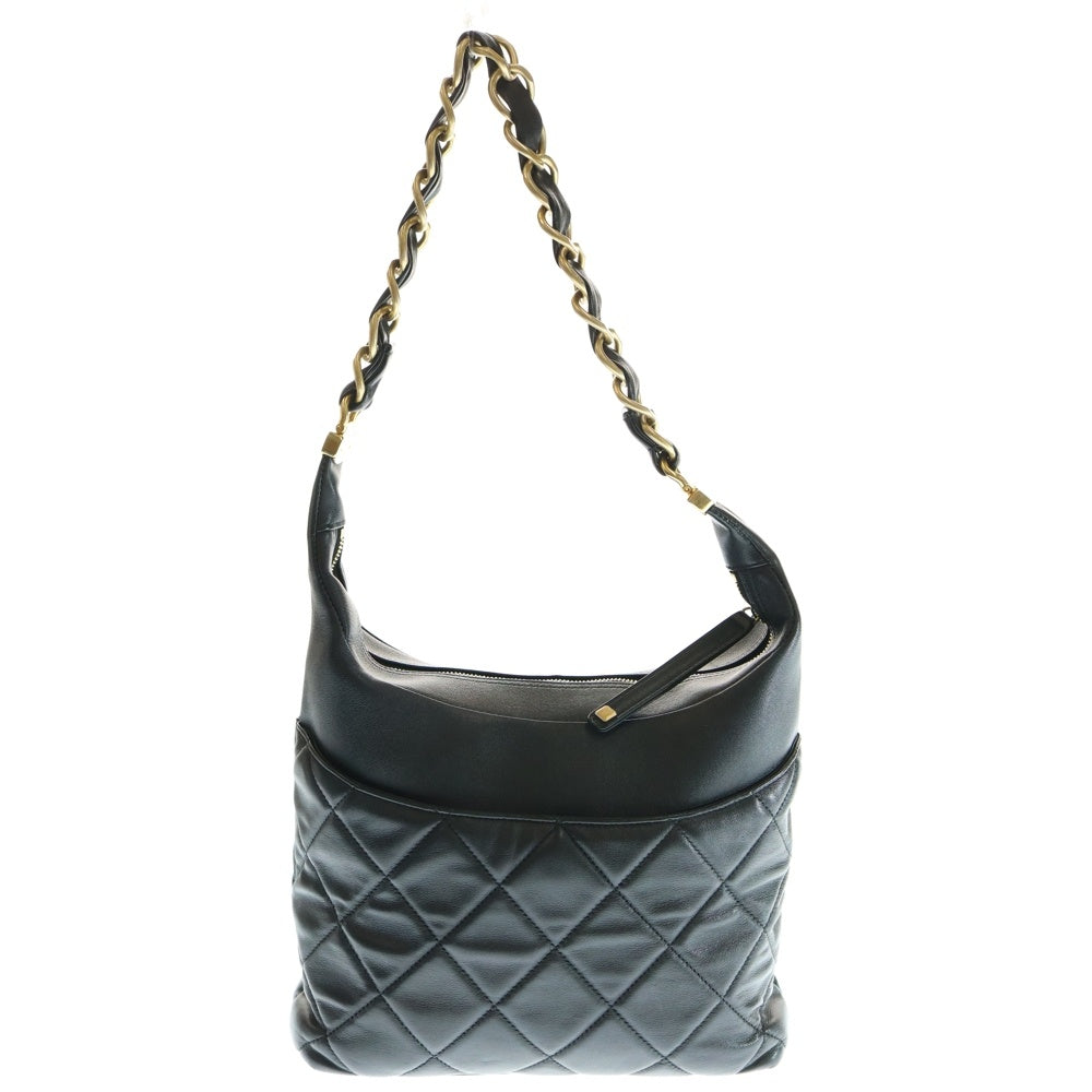 CHANEL(シャネル) マトラッセ ホーボーバッグ チェーン ワンショルダーバッグ ブラック ラムスキン ゴールド金具 AS3292