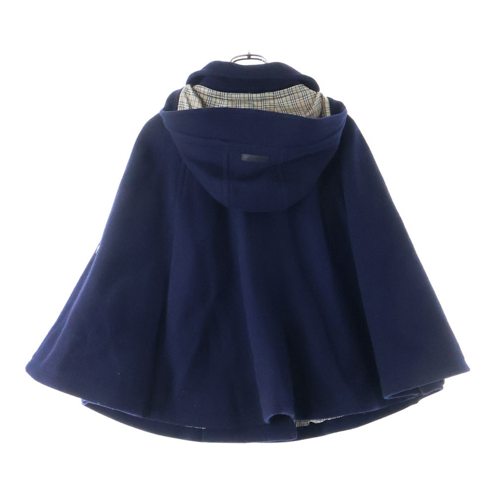 BURBERRYS(バーバリーズ) 裏地ノバチェック総柄 ロゴ ゴールドボタン メルトンウール フーデッド ダブルブレスト トレンチ ポンチョ コート レディース E1G11-407-29