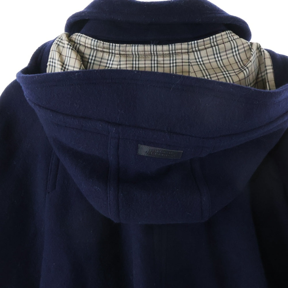 BURBERRYS(バーバリーズ) 裏地ノバチェック総柄 ロゴ ゴールドボタン メルトンウール フーデッド ダブルブレスト トレンチ ポンチョ コート レディース E1G11-407-29