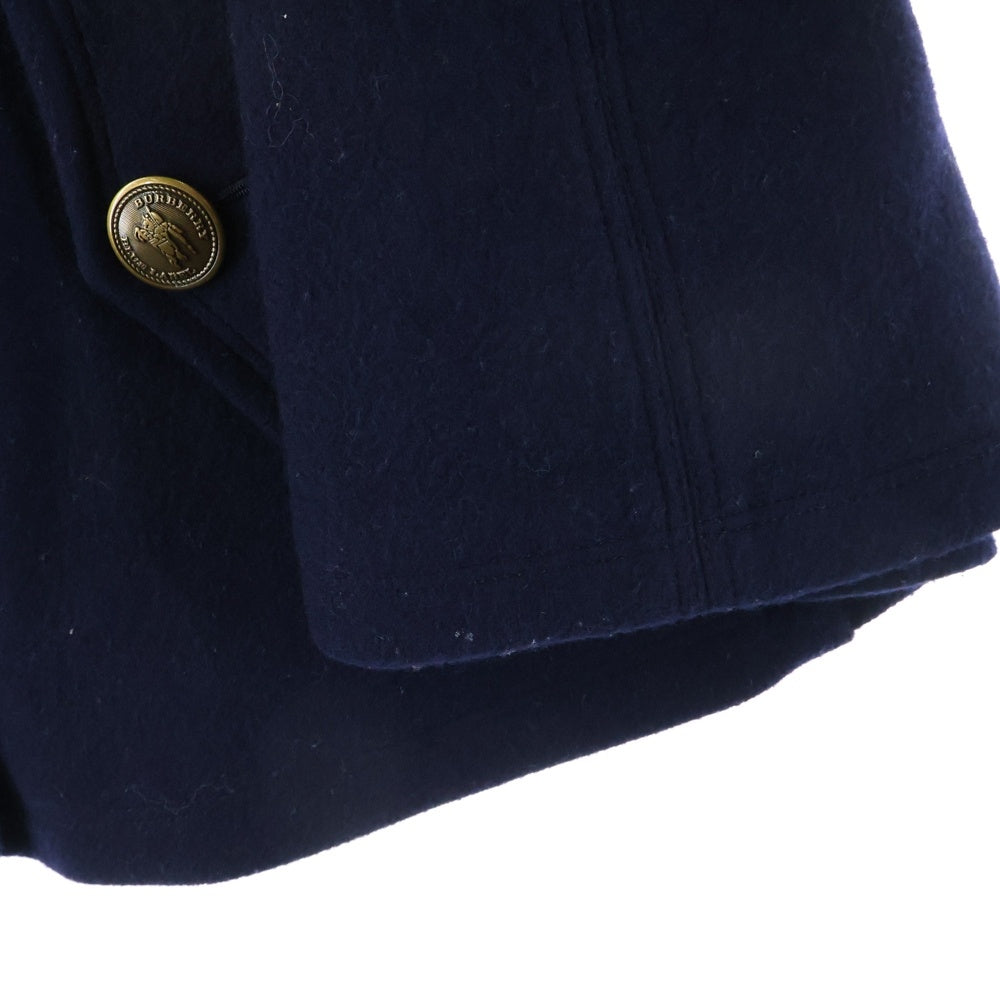 BURBERRYS(バーバリーズ) 裏地ノバチェック総柄 ロゴ ゴールドボタン メルトンウール フーデッド ダブルブレスト トレンチ ポンチョ コート レディース E1G11-407-29