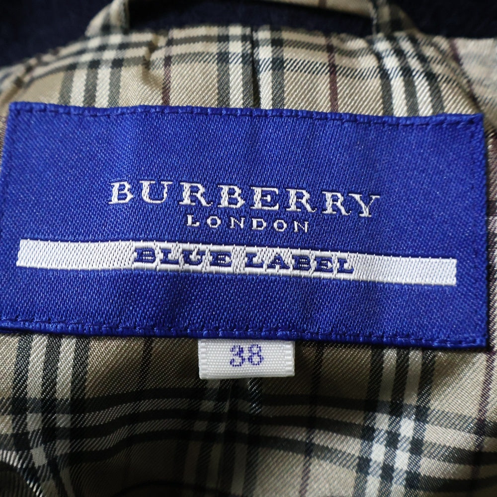 BURBERRYS(バーバリーズ) 裏地ノバチェック総柄 ロゴ ゴールドボタン メルトンウール フーデッド ダブルブレスト トレンチ ポンチョ コート レディース E1G11-407-29