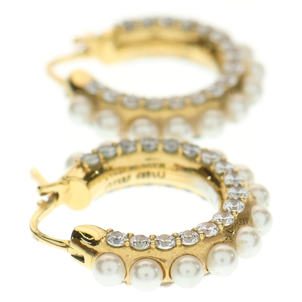 miumiu(ミュウミュウ) ロゴピアス イヤーアクセサリー GP×パール×ラインストーン ゴールド 5JO654