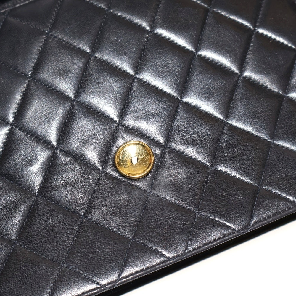 CHANEL(シャネル) マトラッセ ココマーク ラムスキン プッシュロック ラムスキン GD金具 Sフラップレザーチェーンショルダーバッグ ブラック