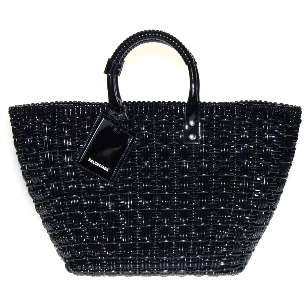 BALENCIAGA(バレンシアガ) ビストロ トートバッグ カゴバッグ ハンドバッグ ショルダーバッグ ブラック シルバー金具 パテント