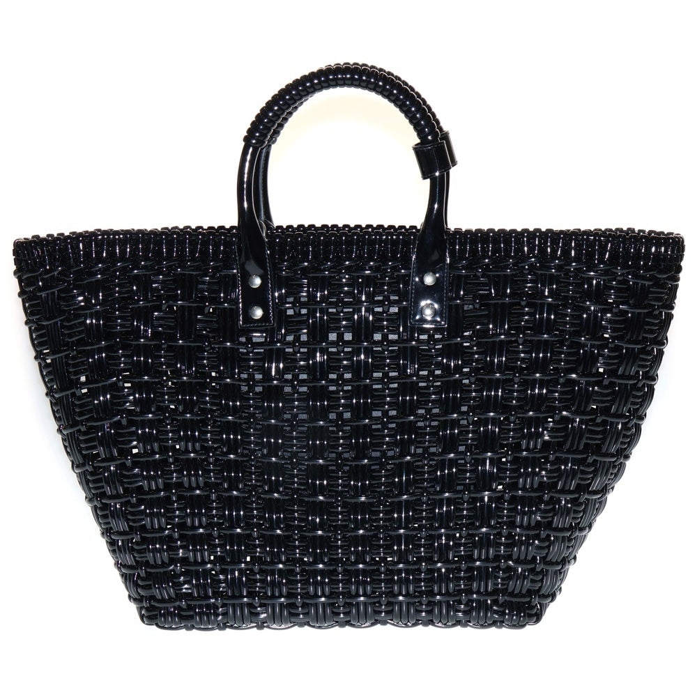 BALENCIAGA(バレンシアガ) ビストロ トートバッグ カゴバッグ ハンドバッグ ショルダーバッグ ブラック シルバー金具 パテント