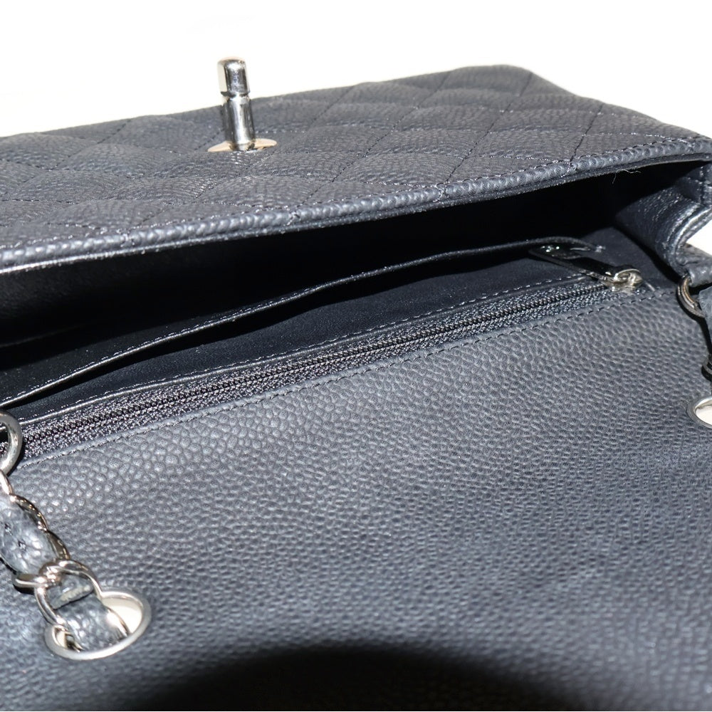 CHANEL(シャネル) ミニマトラッセ ココマーク キャビアスキン SV金具 Sフラップレザーチェーンショルダーバッグ ブラック