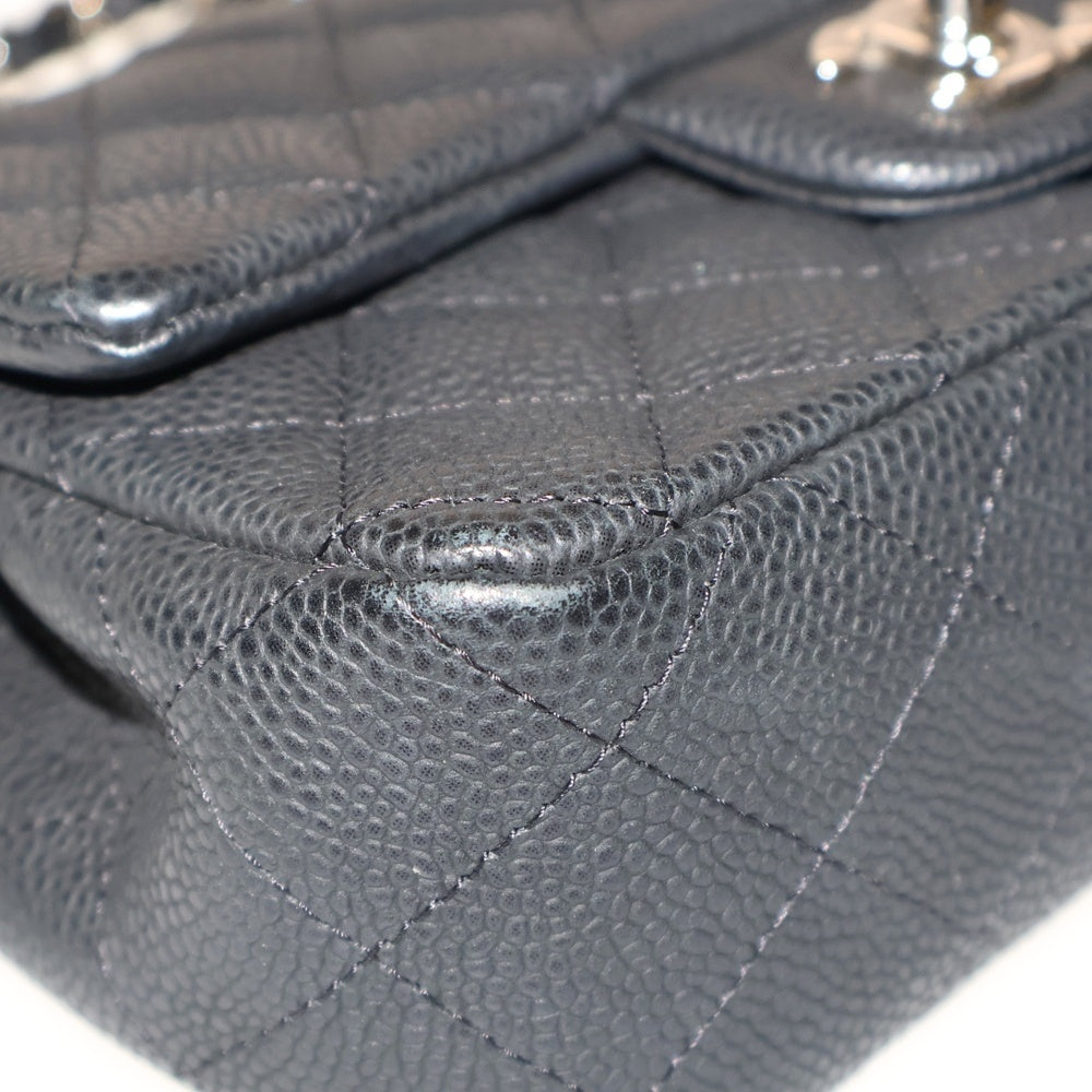 CHANEL(シャネル) ミニマトラッセ ココマーク キャビアスキン SV金具 Sフラップレザーチェーンショルダーバッグ ブラック