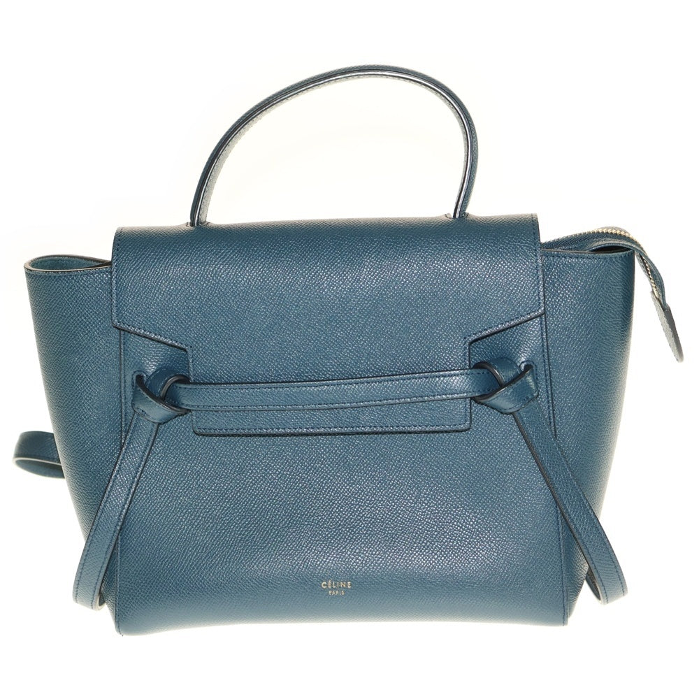 CELINE(セリーヌ) ベルトバッグ 2WAYバッグ ハンドバッグ ショルダーバッグ マイクロ ブルー レザー ゴールド金具
