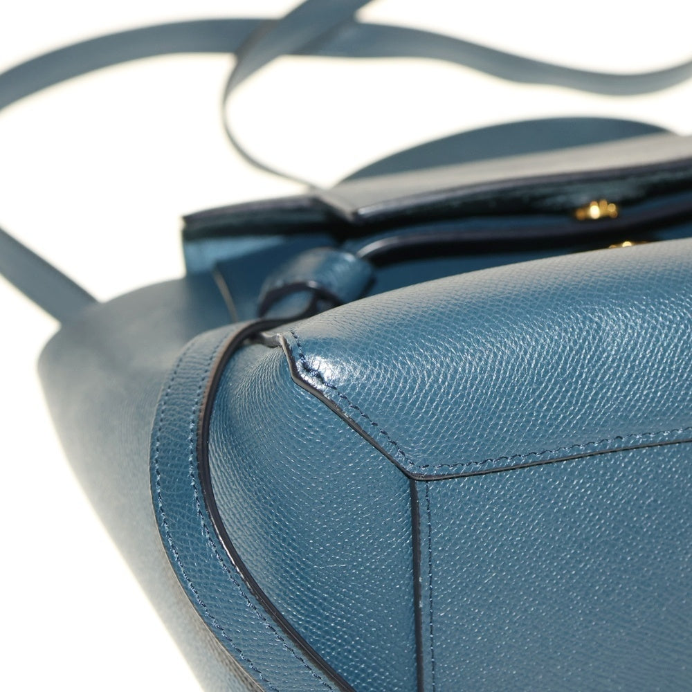 CELINE(セリーヌ) ベルトバッグ 2WAYバッグ ハンドバッグ ショルダーバッグ マイクロ ブルー レザー ゴールド金具