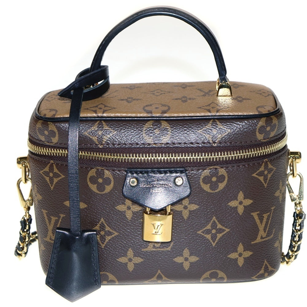 LOUIS VUITTON(ルイヴィトン) モノグラム ヴァニティ NV PM 2WAYバッグ ショルダーバッグ チェーンバッグ ミニバッグ ブラウン×ブラック ゴールド金具 レザー×PVC M47128