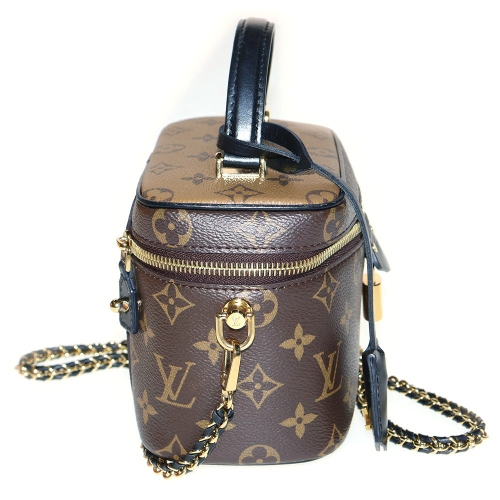 LOUIS VUITTON(ルイヴィトン) モノグラム ヴァニティ NV PM 2WAYバッグ ショルダーバッグ チェーンバッグ ミニバッグ ブラウン×ブラック ゴールド金具 レザー×PVC M47128