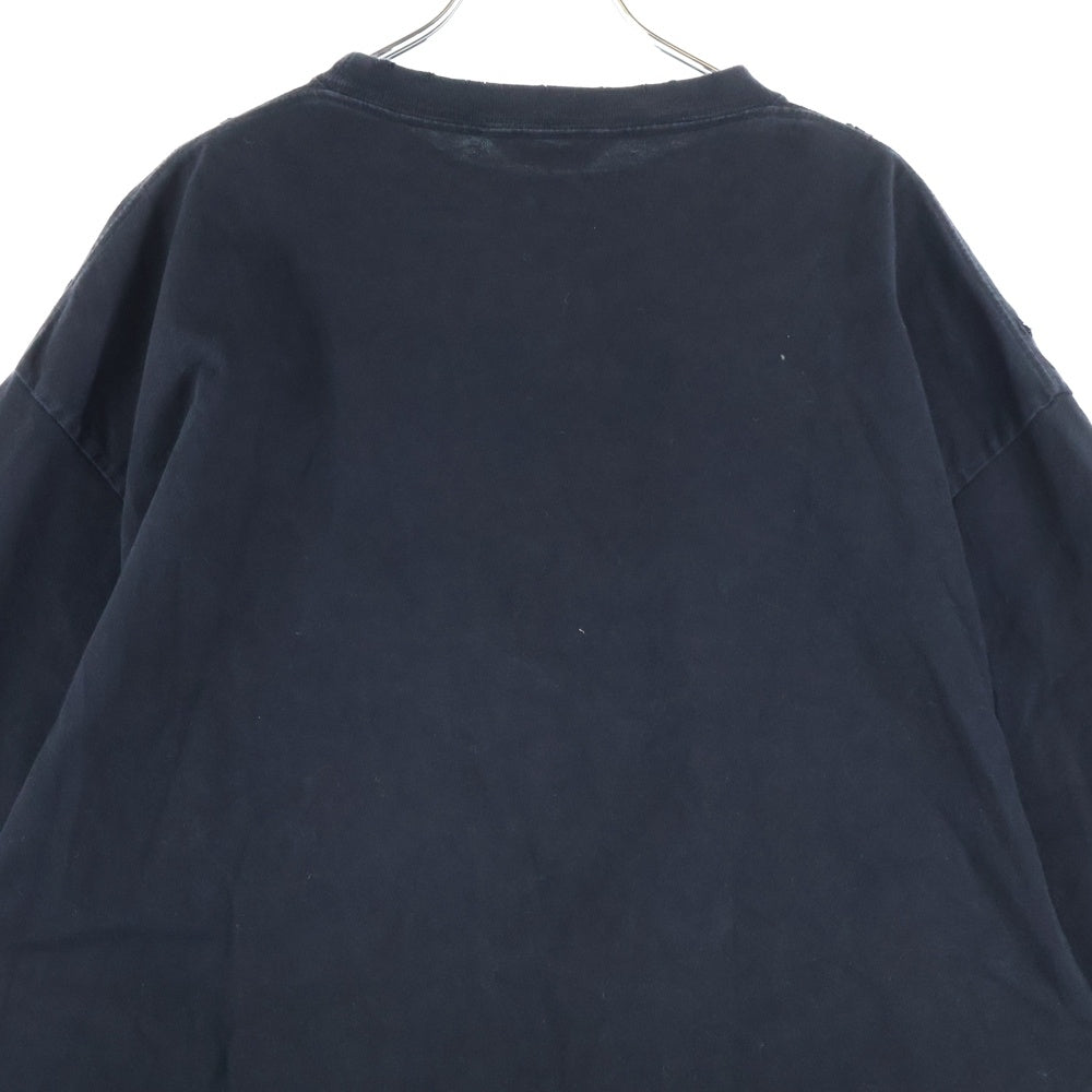 BALENCIAGA(バレンシアガ) ATHLETES アスリート ロゴプリント ダメージ加工 クルーネック 半袖Tシャツ カットソー ブラック 641614