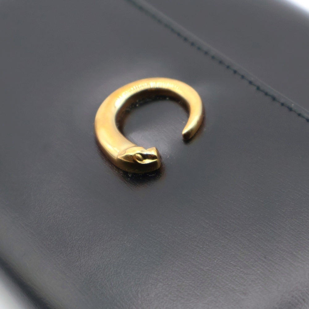 Cartier(カルティエ) パンテール レザー コンパクトウォレット 三つ折り財布 ゴールド金具 ブラック