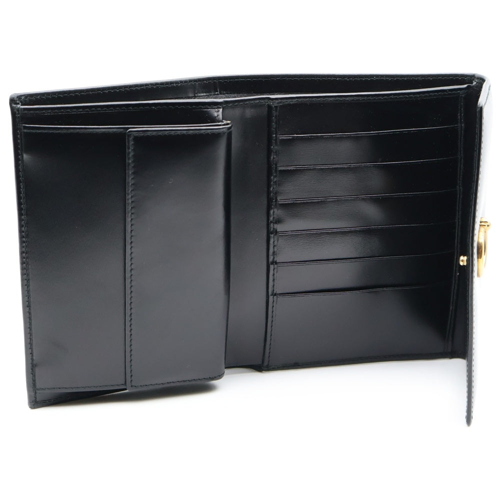 Cartier(カルティエ) パンテール レザー コンパクトウォレット 三つ折り財布 ゴールド金具 ブラック