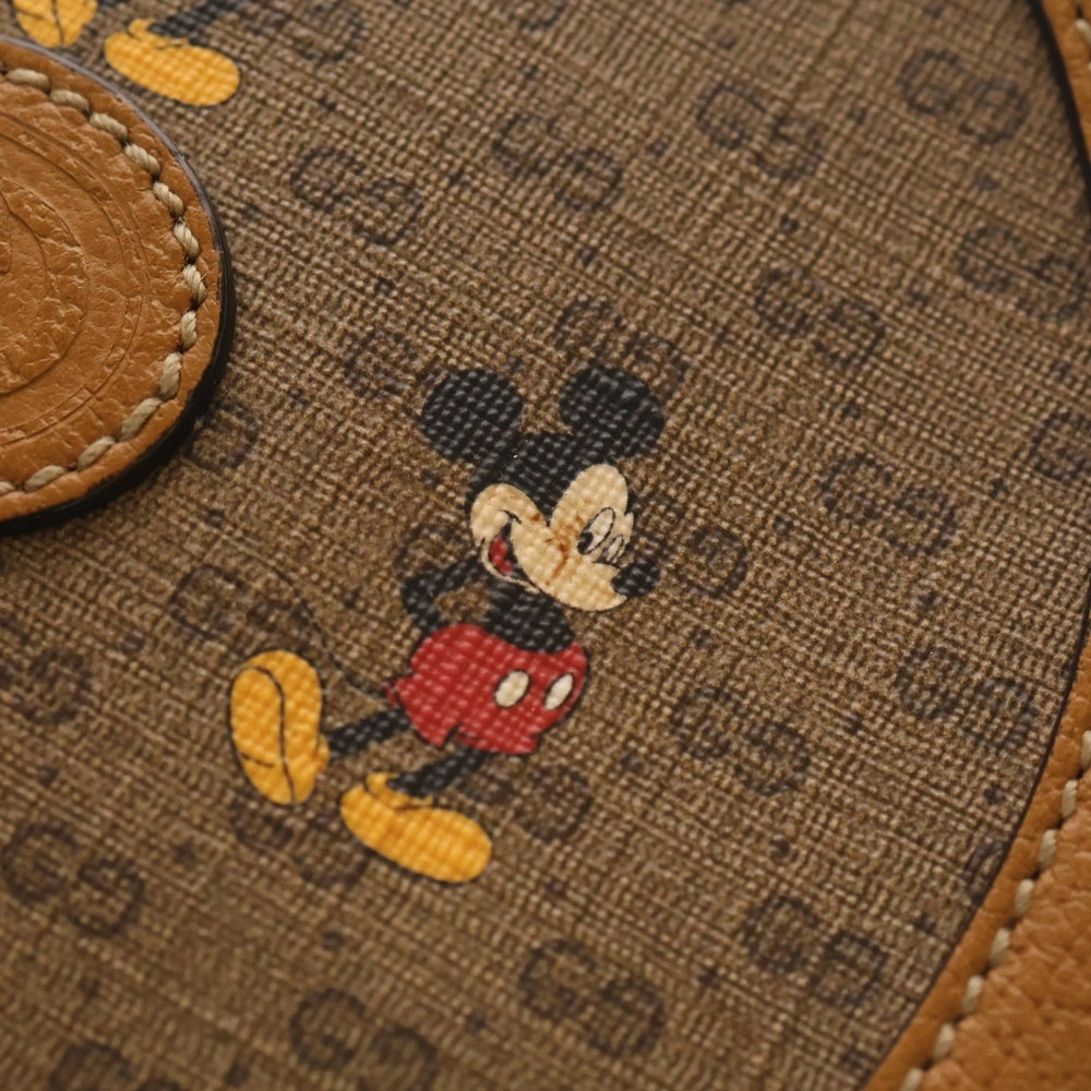 GUCCI(グッチ) ディズニーコラボ ショルダーバッグ ミニバッグ ブラウン PVC×レザー 603938 ゴールド金具