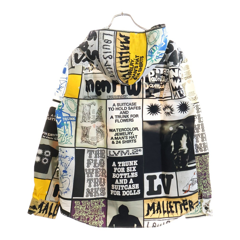 LOUIS VUITTON(ルイヴィトン) 24SS ロゴ グラフィック総柄プリント シルクブレンド フーデッド オーバーサイズ 長袖シャツ マルチカラー ホワイト/ブラック RM241M FWB HQS09W