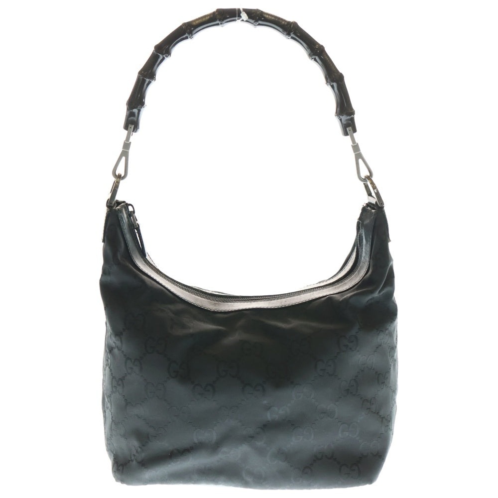 GUCCI(グッチ) バンブー ハンドバッグ ワンショルダーバッグ ミニバッグ ブラック ナイロン 000-0531 シルバー金具