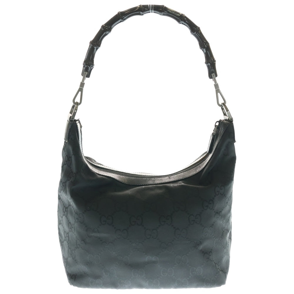 GUCCI(グッチ) バンブー ハンドバッグ ワンショルダーバッグ ミニバッグ ブラック ナイロン 000-0531 シルバー金具