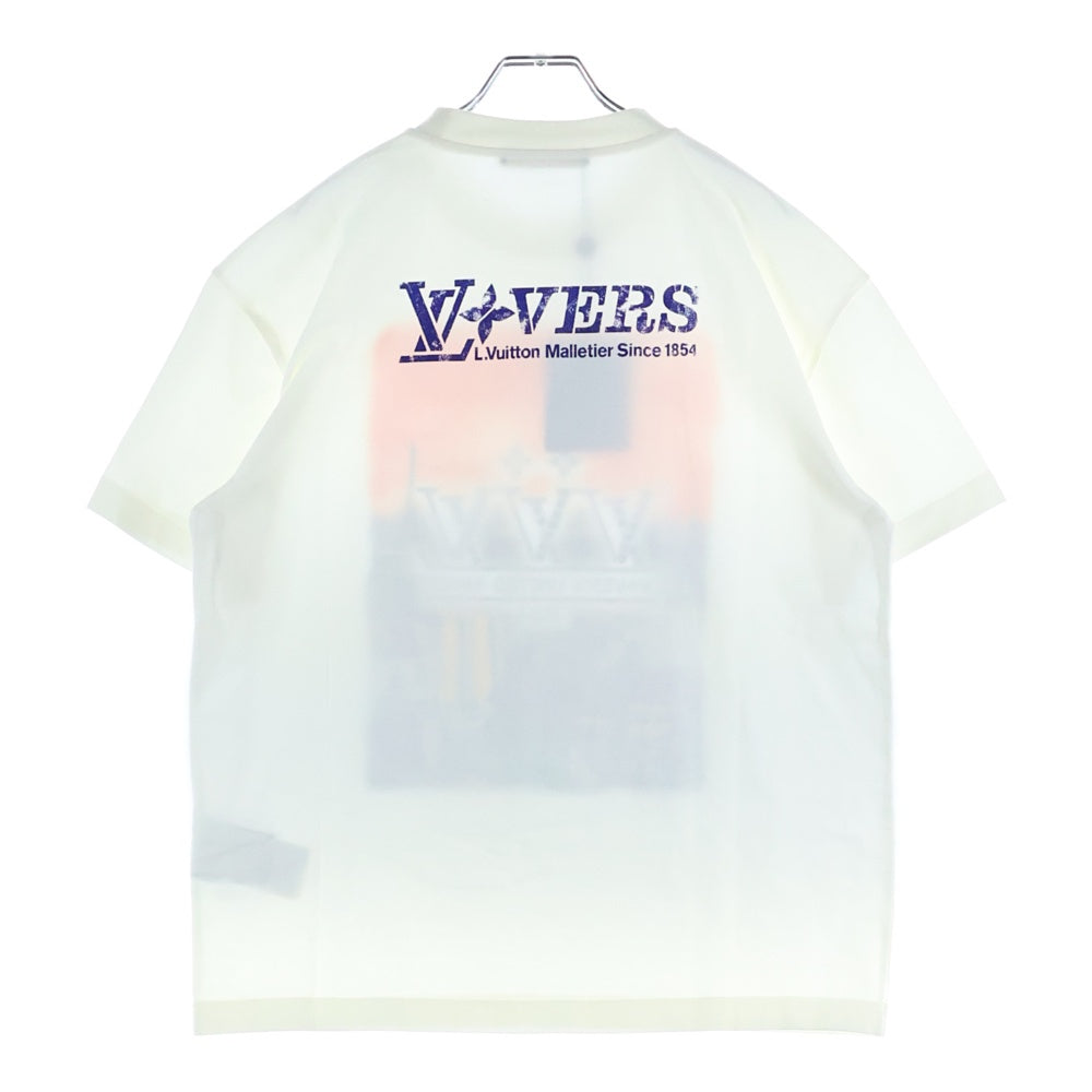 LOUIS VUITTON(ルイヴィトン) 25SS エンベリッシュド グラフィックプリント ビジュー ラインストーン ロゴ クルーネック 半袖Tシャツ カットソー ホワイト RM251M NPG HSY95W