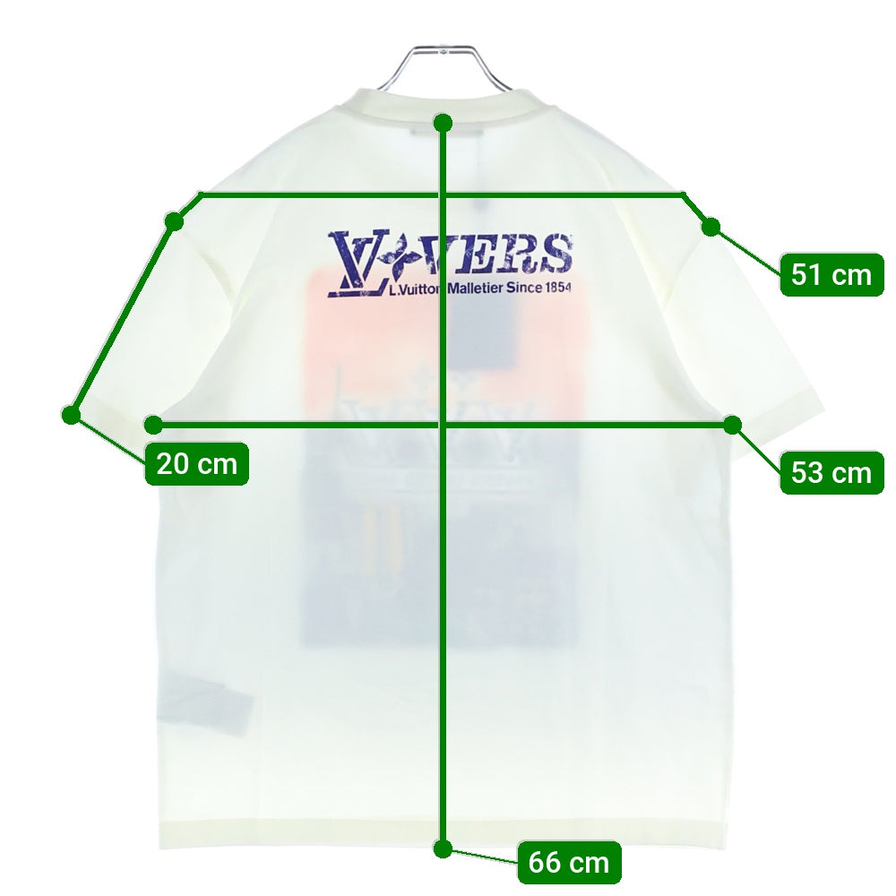 LOUIS VUITTON(ルイヴィトン) 25SS エンベリッシュド グラフィックプリント ビジュー ラインストーン ロゴ クルーネック 半袖Tシャツ カットソー ホワイト RM251M NPG HSY95W
