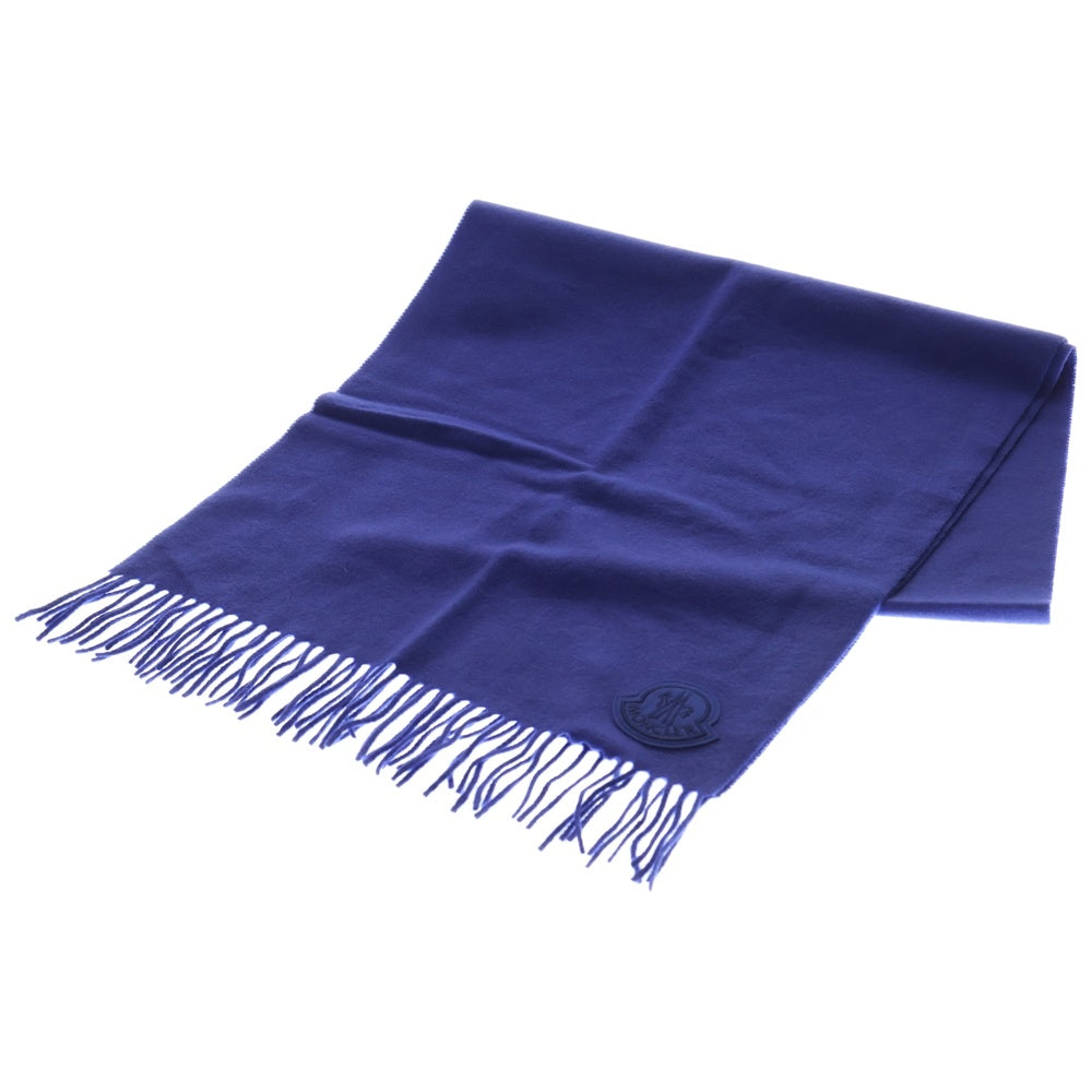 MONCLER(モンクレール) 19AW ワッペンロゴ ウール フリンジマフラー ブルー E20910086400 0864S