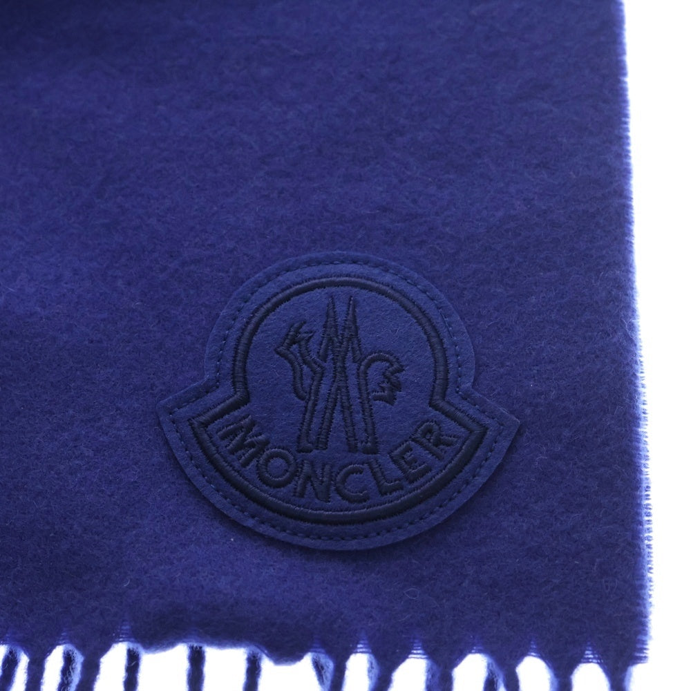 MONCLER(モンクレール) 19AW ワッペンロゴ ウール フリンジマフラー ブルー E20910086400 0864S