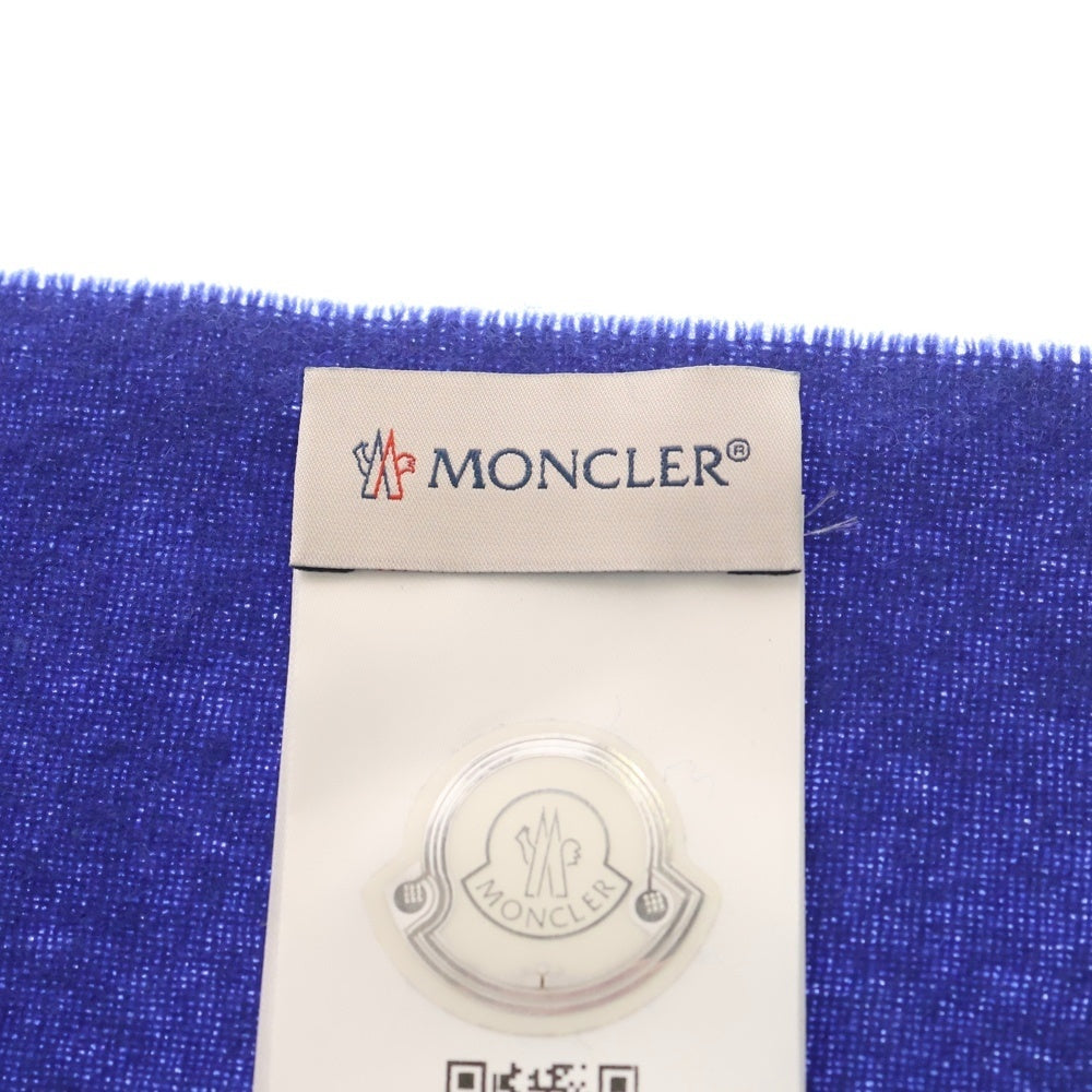 MONCLER(モンクレール) 19AW ワッペンロゴ ウール フリンジマフラー ブルー E20910086400 0864S