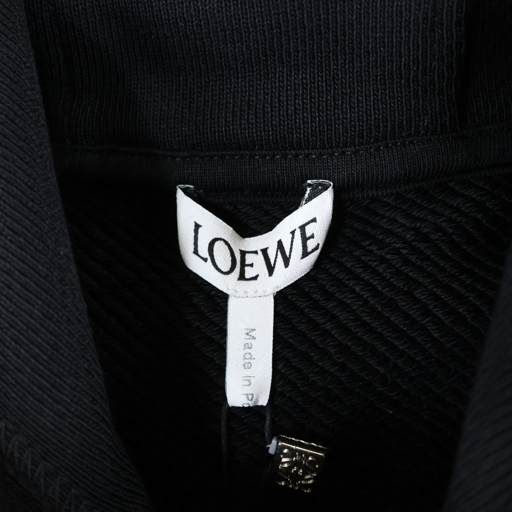 LOEWE(ロエベ) Relaxed fit hoodie ムーンプリント うさぎ ラビット刺繍 ドローコードチャーム プルオーバー スウェットパーカー フーディー ブラック S359Y25X52