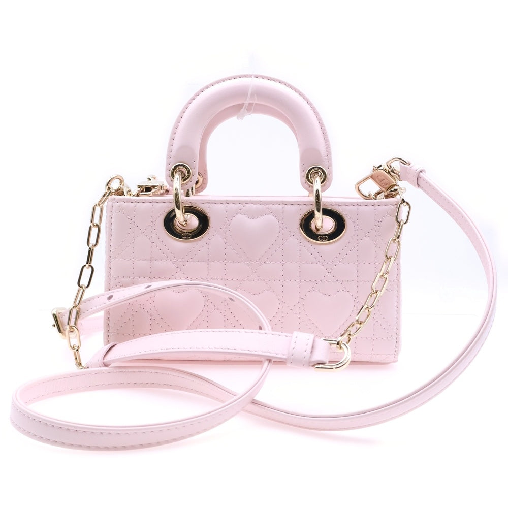 Christian Dior(クリスチャンディオール) レディ D-ジョイ マイクロバッグ 2WAYバッグ ショルダーバッグ ミニハンドバッグ ライトピンク レザー ゴールド金具