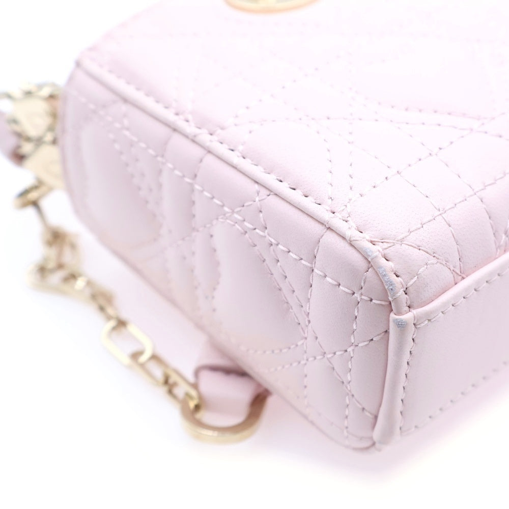 Christian Dior(クリスチャンディオール) レディ D-ジョイ マイクロバッグ 2WAYバッグ ショルダーバッグ ミニハンドバッグ ライトピンク レザー ゴールド金具