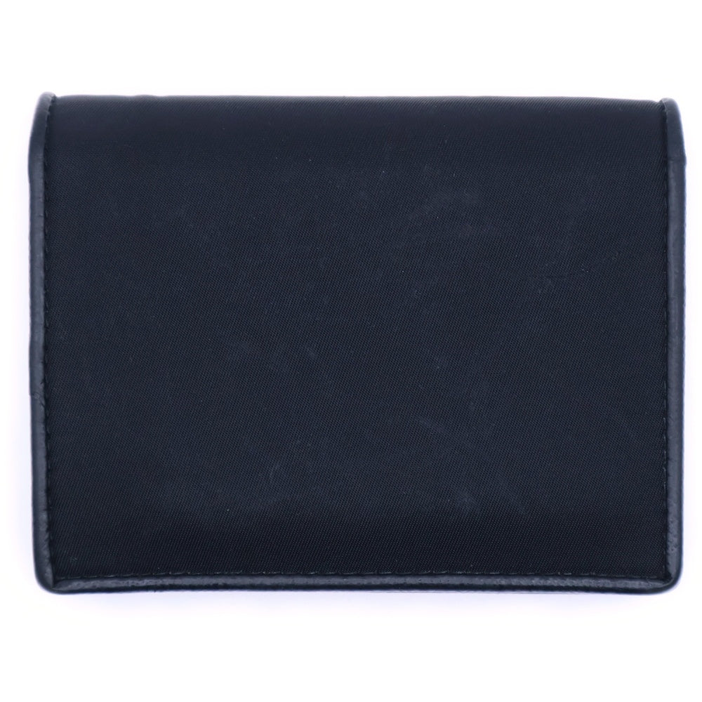 PRADA(プラダ) サフィアーノ トライアングルロゴ 二つ折り財布 コンパクトウォレット カードケース ブラック レザー 1MV204 シルバー金具