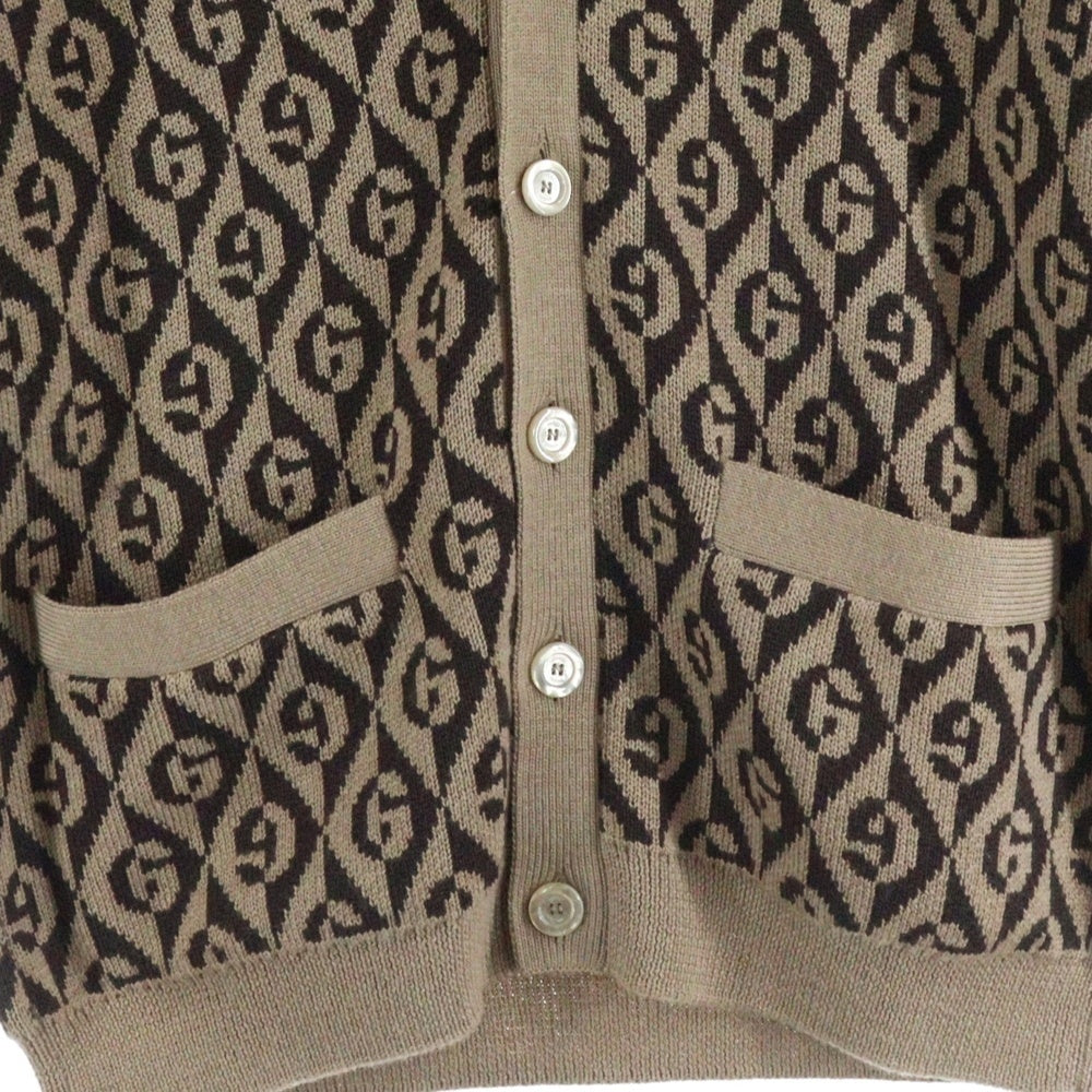 GUCCI(グッチ) GG RAMBUS GGランバス ウールニットカーディガン ブラウン/ベージュ 595511 XKA0Y