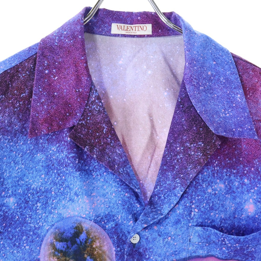 VALENTINO(ヴァレンティノ) Water Sky Print ウォータースカイ ギャラクシー総柄プリント オープンカラー 半袖シャツ パープル/ブルー XV3AAA9081C