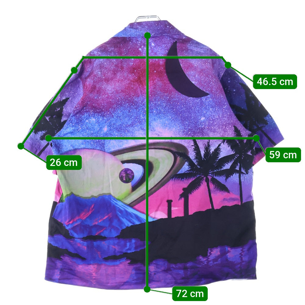 VALENTINO(ヴァレンティノ) Water Sky Print ウォータースカイ ギャラクシー総柄プリント オープンカラー 半袖シャツ パープル/ブルー XV3AAA9081C